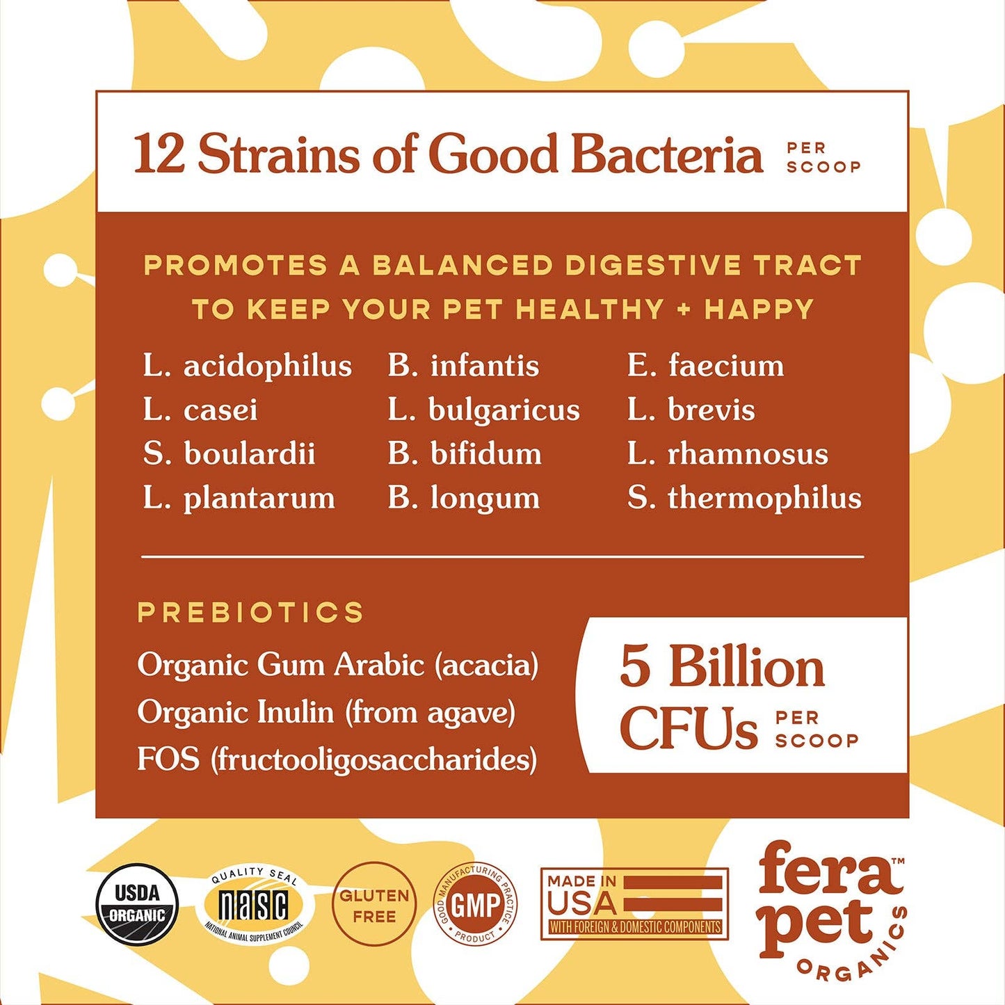 Fera Pet USDA Organic Probiotics with Prebiotics for Dogs and Cats