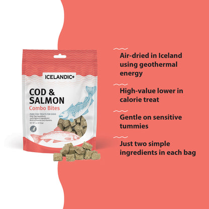 Icelandic+ Cod & Salmon Combo Bites Dog Treat 3.0-oz