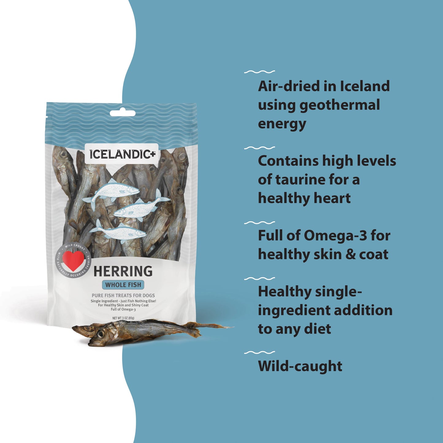 Icelandic+ Herring Whole Fish Dog Treats: 3-oz Bag