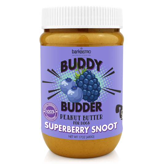 Bark Bistro Buddy Budder Superberry Snoot 17oz - 100% Natural Dog Peanut Butter