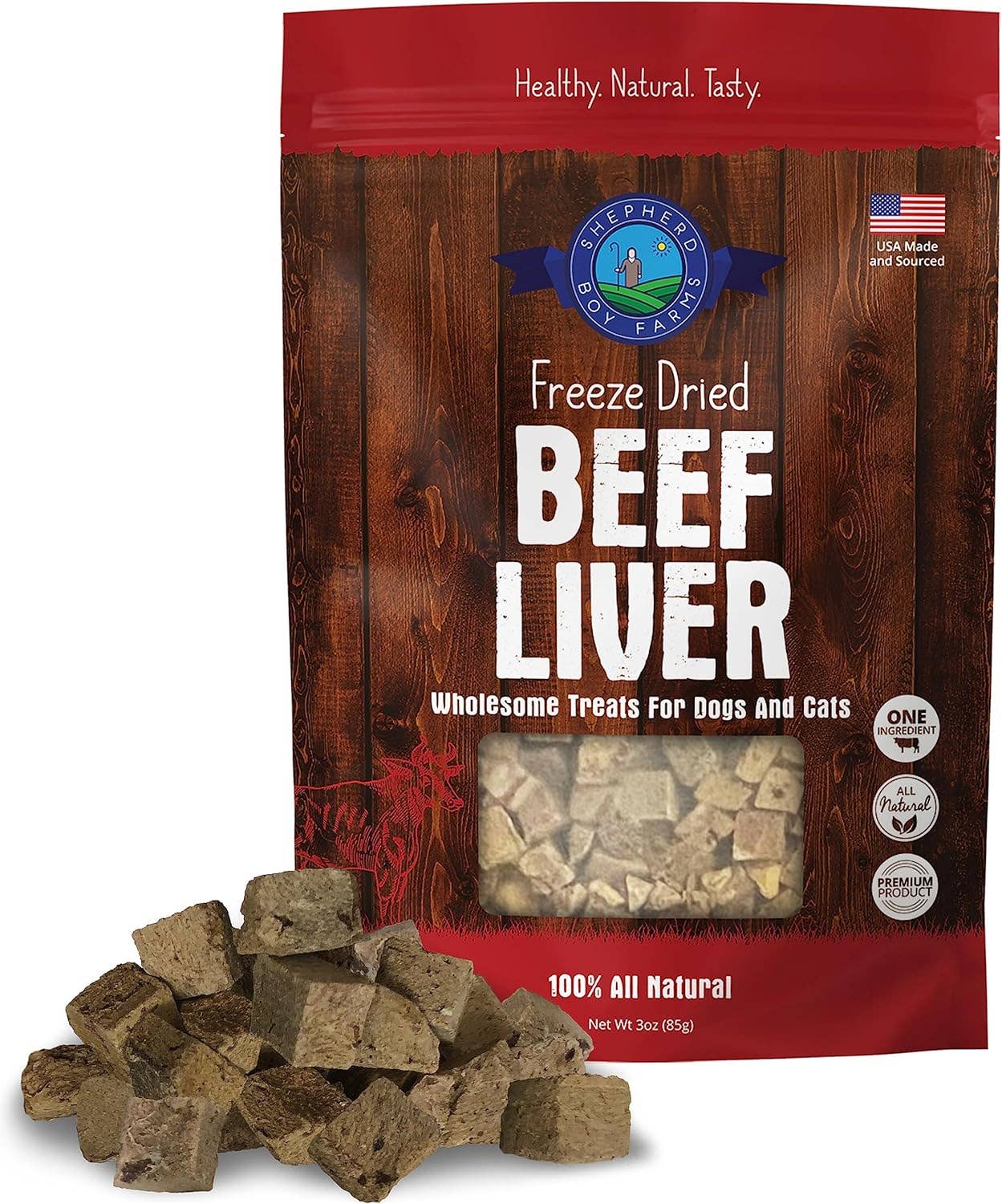 Shepherd Boy Farms Freeze Dried Beef Liver Dog and Cat Treats: 3oz