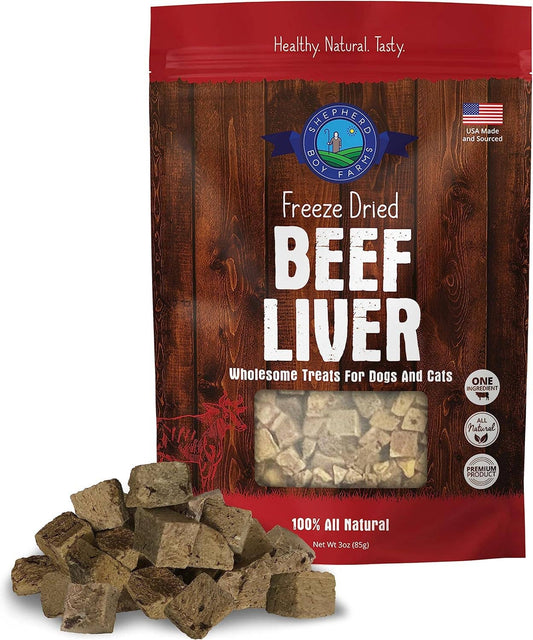 Shepherd Boy Farms Freeze Dried Beef Liver Dog and Cat Treats: 3oz