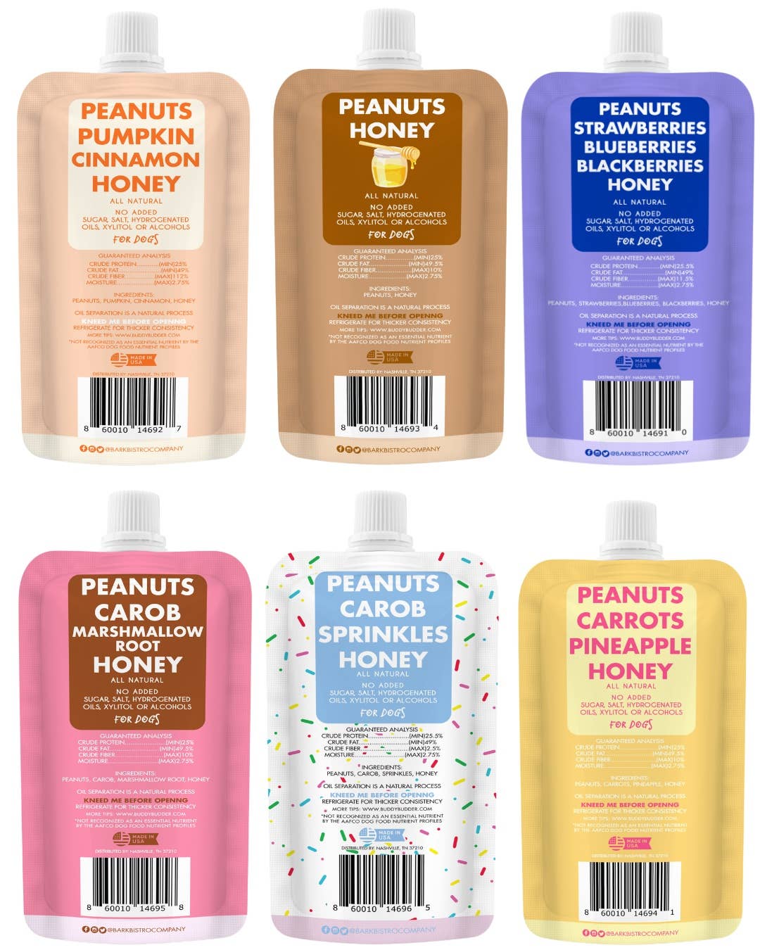 Bark Bistro Birthday Bash Buddy Budder - 4oz Squeeze Pack - 100% All Natural Dog Peanut Butter