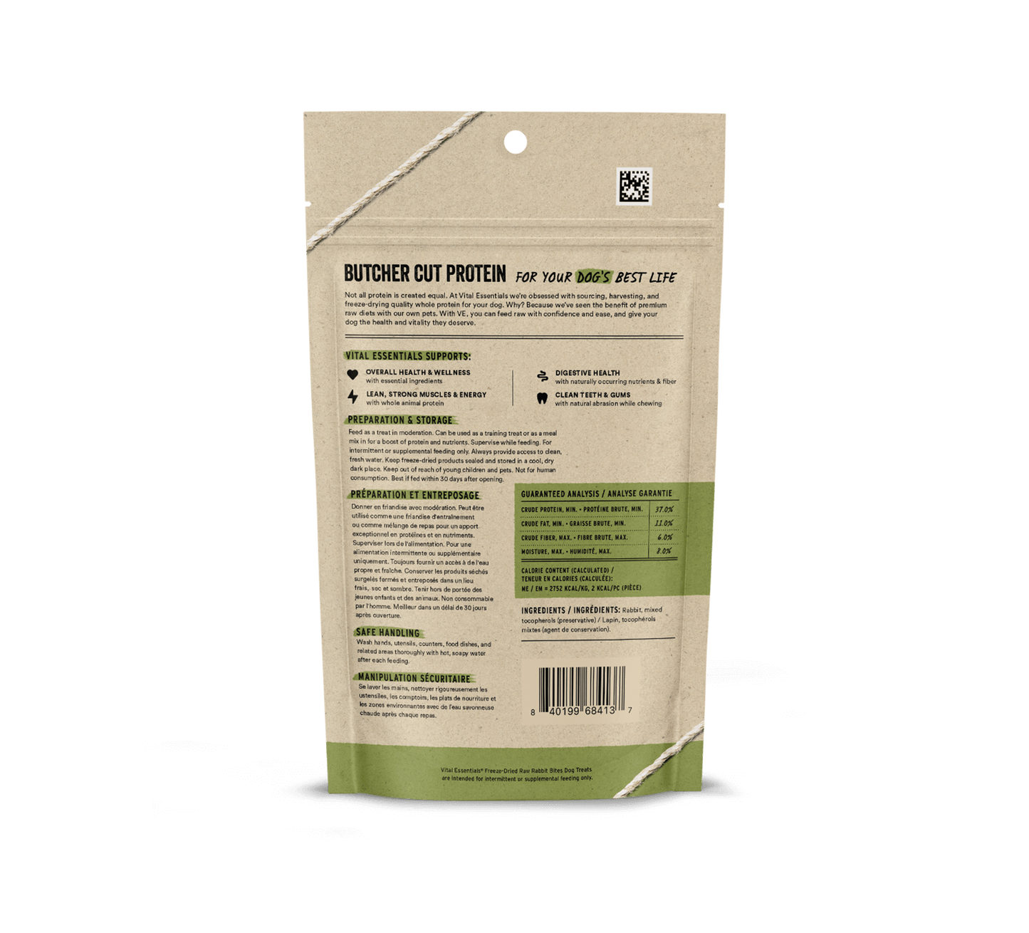 Vital Essentials Rabbit Bites Freeze Dried Dog Treats 2 oz