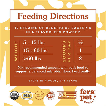 Fera Pet USDA Organic Probiotics with Prebiotics for Dogs and Cats