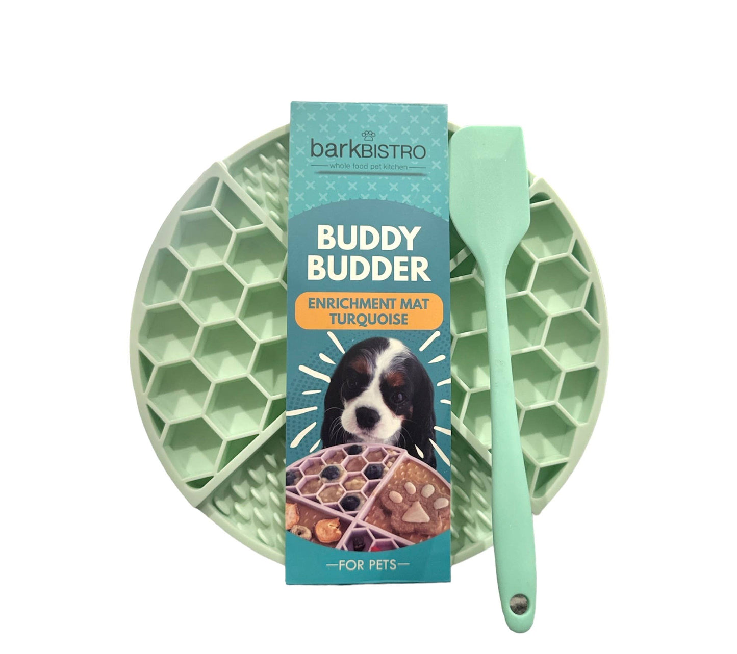 Bark Bistro Boredom Buster Lickimat Turquoise + Spatula