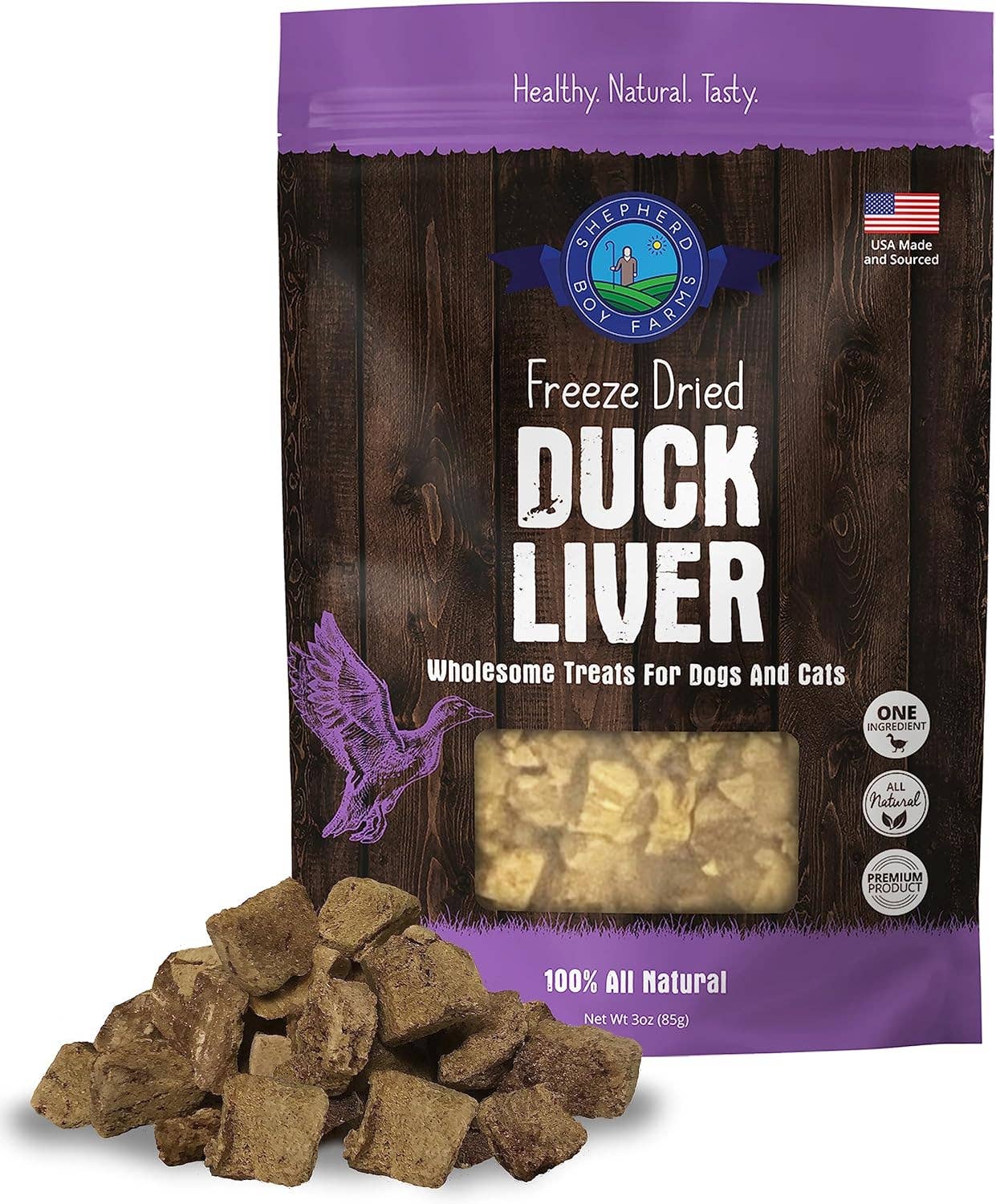 Shephard Boy Farms Freeze Dried Duck Liver Dog and Cat Treats: 3oz