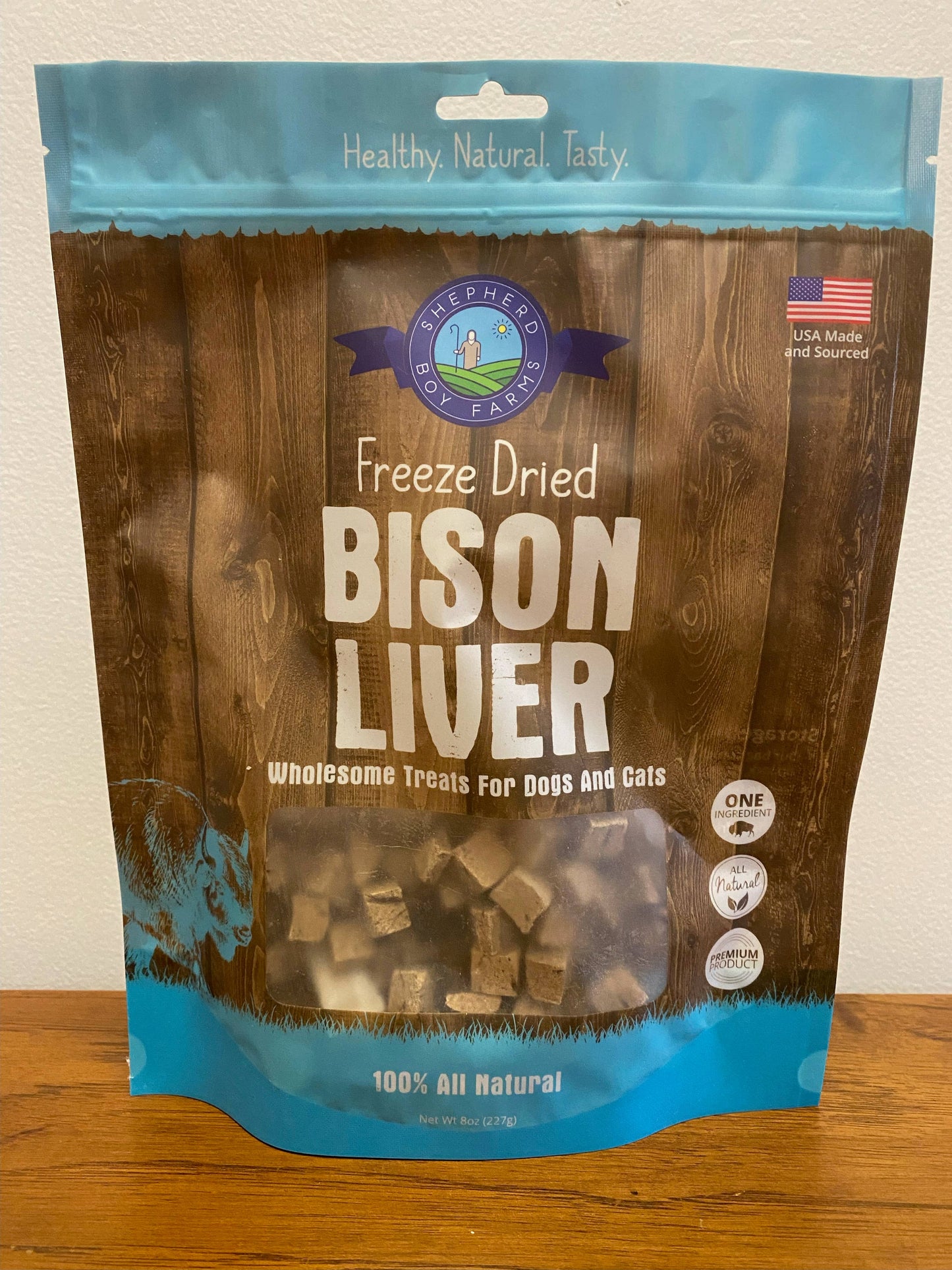 Shepherd Boy Farms Freeze Dried Bison Liver Dog and Cat Treats: 3oz