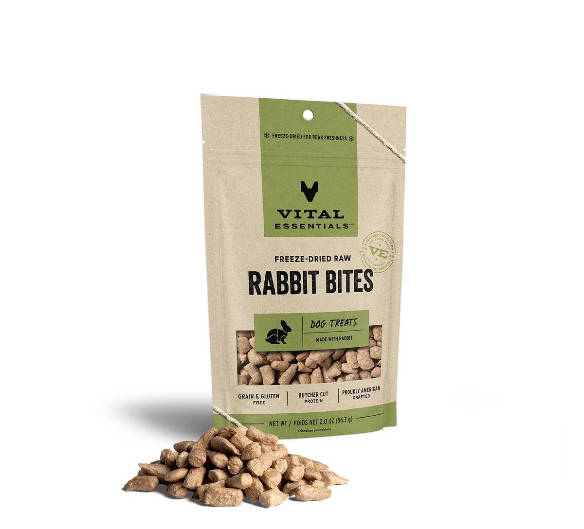 Vital Essentials Rabbit Bites Freeze Dried Dog Treats 2 oz