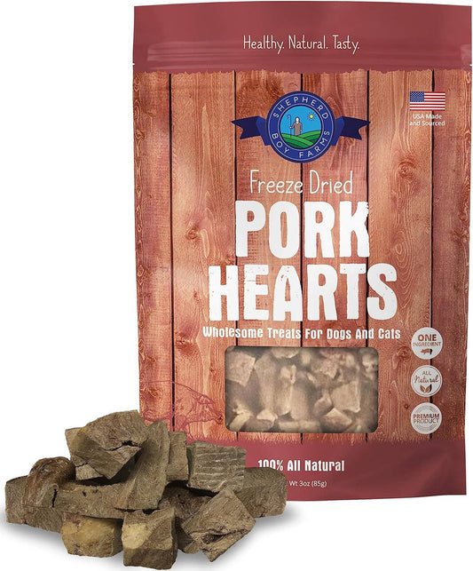 Shepherd Boy Farms Freeze Dried Pork Heart Dog and Cat Treats: 3oz