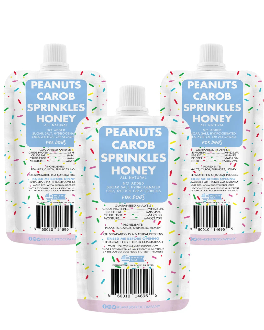 Bark Bistro Birthday Bash Buddy Budder - 4oz Squeeze Pack - 100% All Natural Dog Peanut Butter