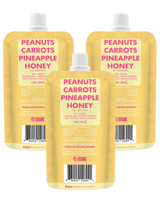 Bark Bistro Carrot Cake Buddy Budder 4 oz squeeze pack 100% All Natural Dog Peanut Butter