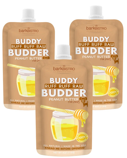 Bark Bistro Ruff Ruff Raw Buddy Budder 4 oz squeeze pack 100%All Natural Dog Peanut Butter