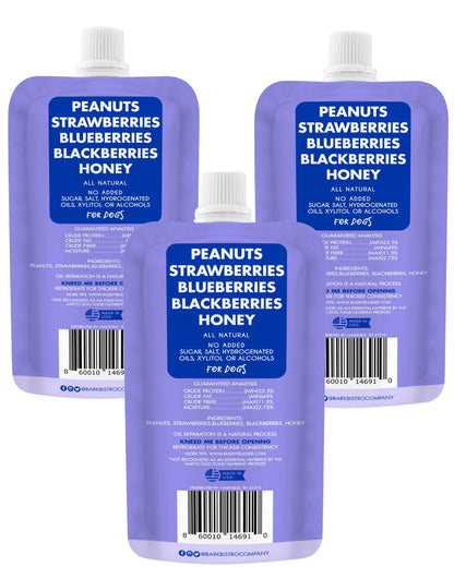 Bark Bistro Superberry Snoot Buddy Budder 4 oz squeeze pack 100%All Natural Dog Peanut Butter