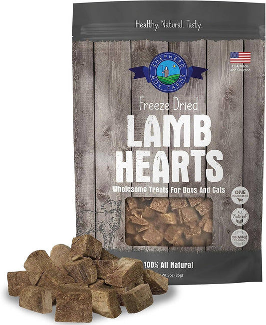 Shephard Boy Farms Freeze Dried Lamb Heart Dog and Cat Treats: 3oz