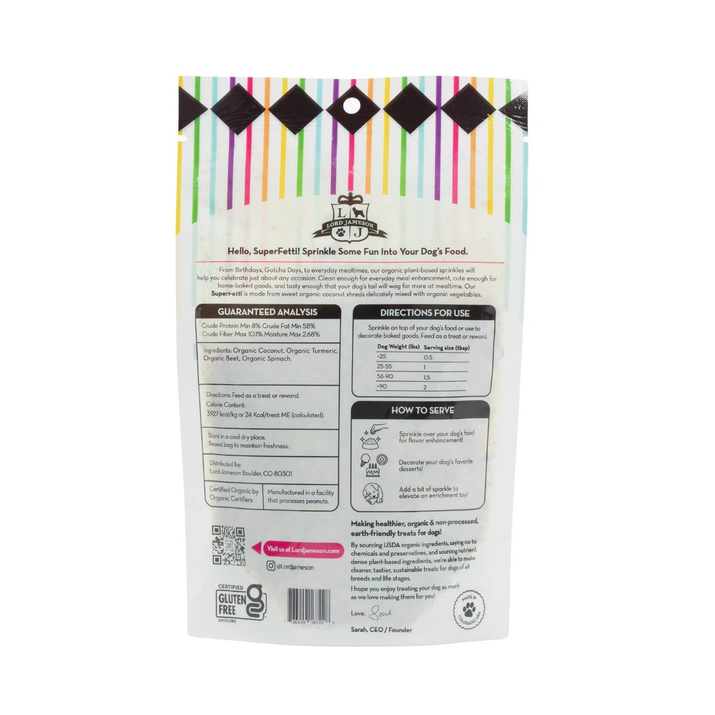 Lord Jameson Celebration SuperFetti Organic Dog Sprinkles - Food Topper