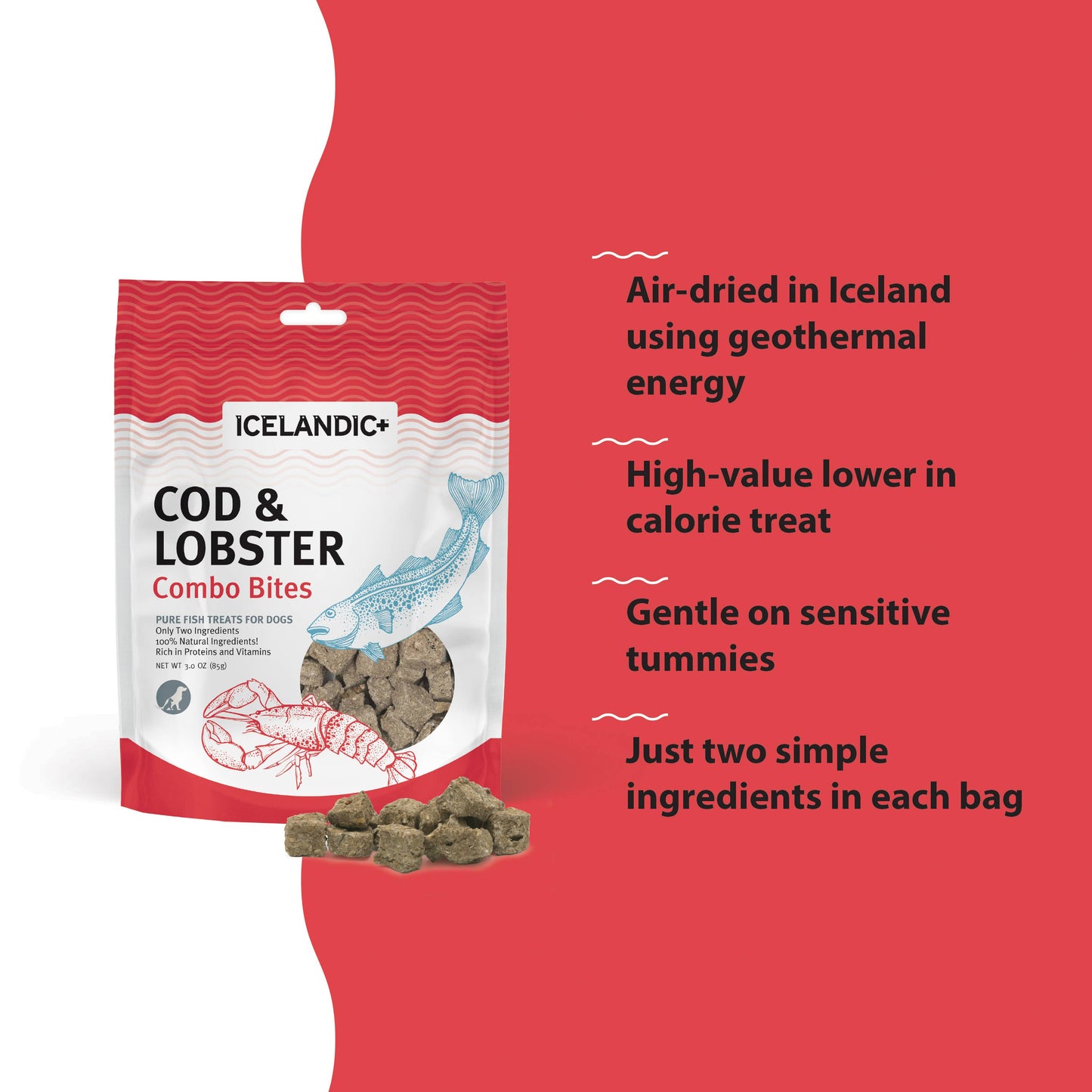 Icelandic+ Cod & Lobster Combo Bites Dog Treat 3.0-oz