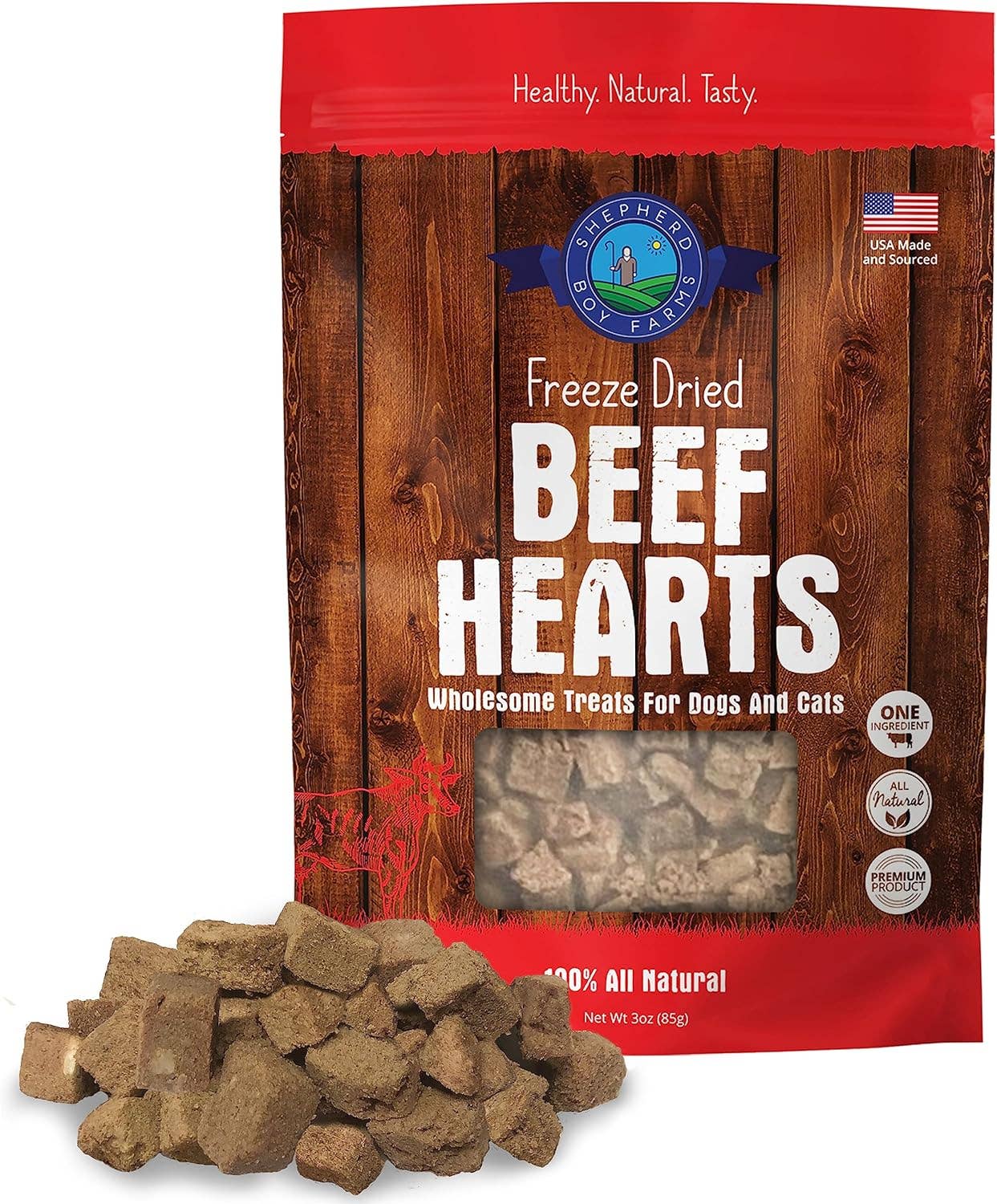 Shephard Boy Farms Freeze Dried Beef Heart Dog and Cat Treats: 3oz