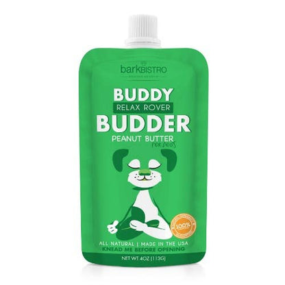 Bark Bistro Relax Rover Buddy Budder 4oz Squeeze Pack 100% All Natural Calming Dog Peanut Butter