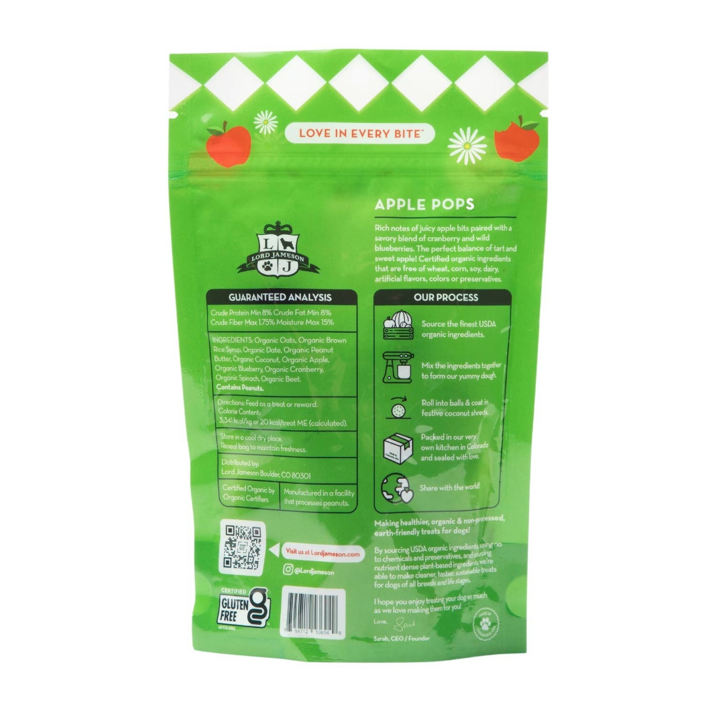 Lord Jameson Apple Pops Organic Dog Treats 6oz