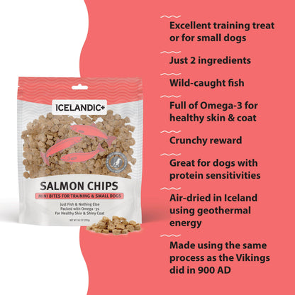 Icelandic+ Salmon Mini Fish Chips Dog Training Treats: 2.5-oz