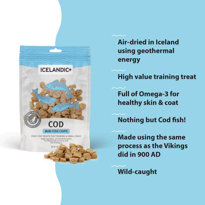 Icelandic+ Mini Cod Fish Chips for Training & Small Dogs: 2.5-oz