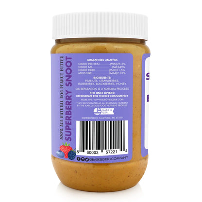 Bark Bistro Buddy Budder Superberry Snoot 17oz - 100% Natural Dog Peanut Butter
